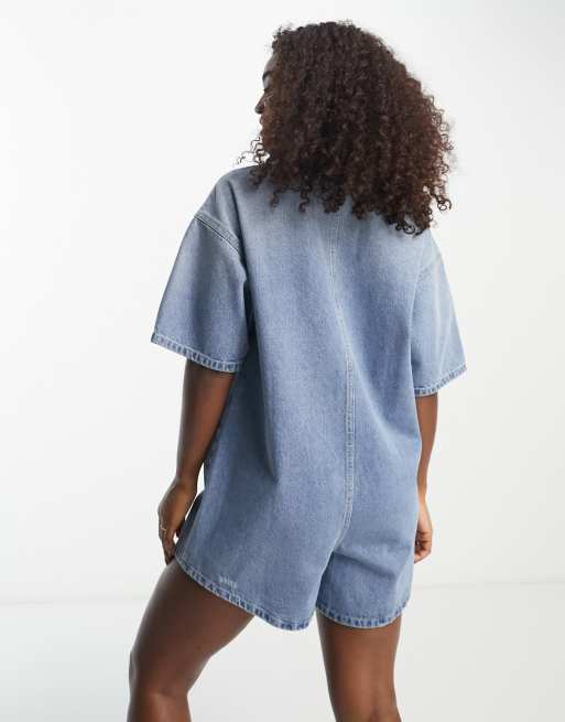 Denim hotsell shirt romper