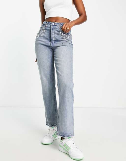 Jeans with embellished back sales pockets