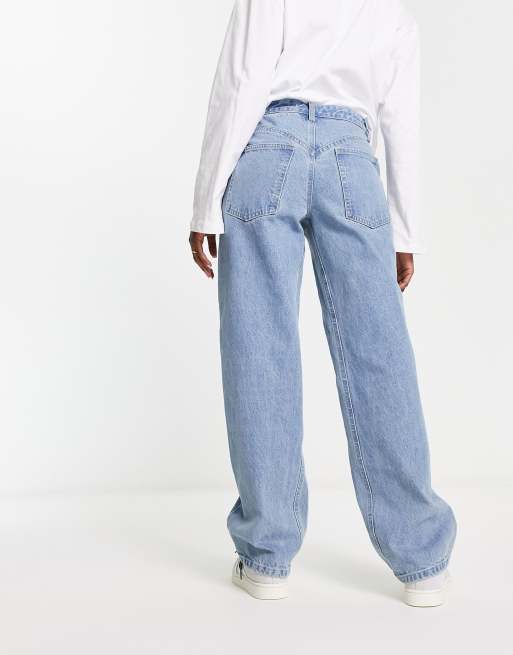 Signature 8 front seam wide leg jean in mid wash