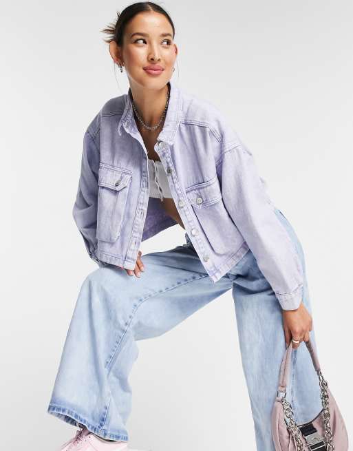 Signature 8 - Giacca di jeans multitasche, colore lilla tinto