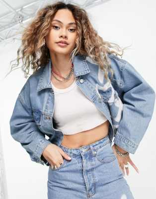 Signature 8 heart print denim jacket in mid wash - part of a set | ASOS