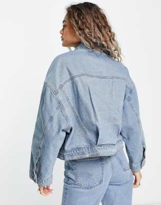 Signature 8 heart print denim jacket in mid wash - part of a set