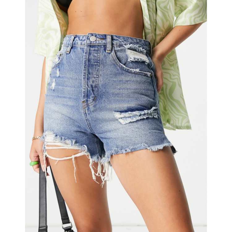 High waisted frayed store denim shorts