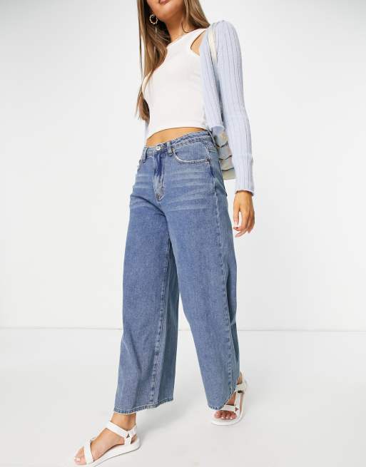 Signature 8 high waisted wide leg jean in mid wash, 4 of 4