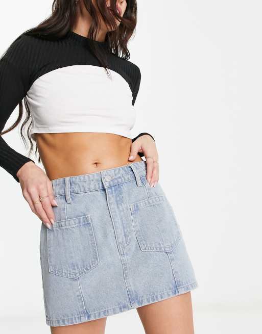 Mid Rise Denim Skirt in Riley Vintage Wash