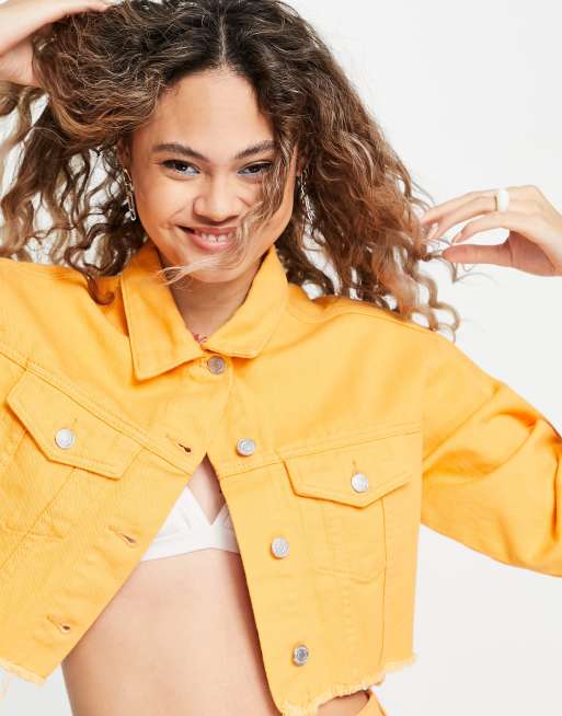 Signature 8 - Orange denimjakke med rå kant - Del af sæt, 3 af 4