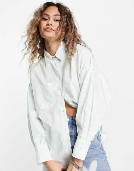 Signature 8 - Oversized overhemd met wervelprint in blauw