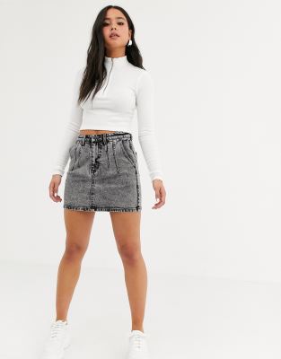 grey denim mini skirt