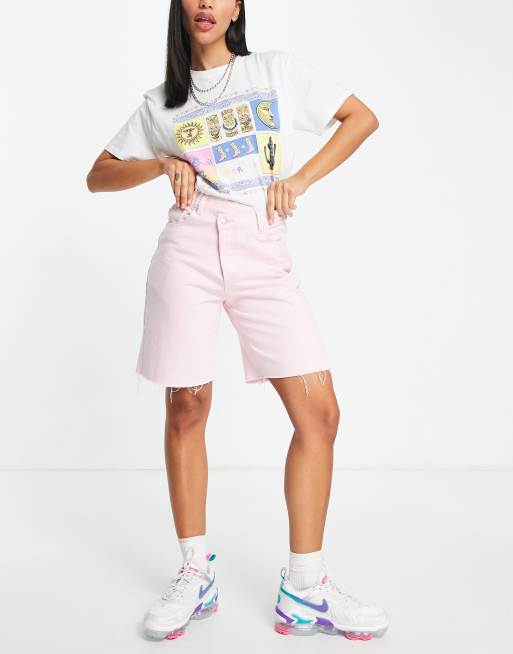 Signature 8 – Rosa jeansshorts i lång modell