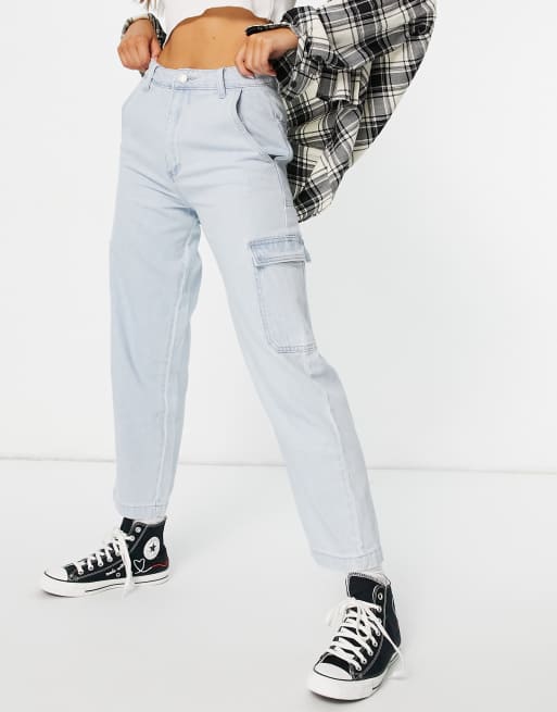 Signature - 8 - Ruimvallende jeans met hoge taille en zak in lichte wassing