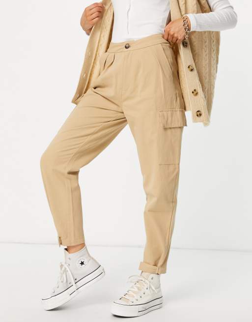 Signature 8 slouchy cuffed cargo pants in beige ASOS