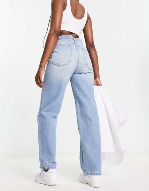 Signature 8 straight leg jeans in mid wash blue, 4 of 5