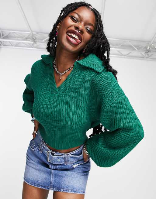 Signature 8 – Strickpullover in Grün mit Kragen