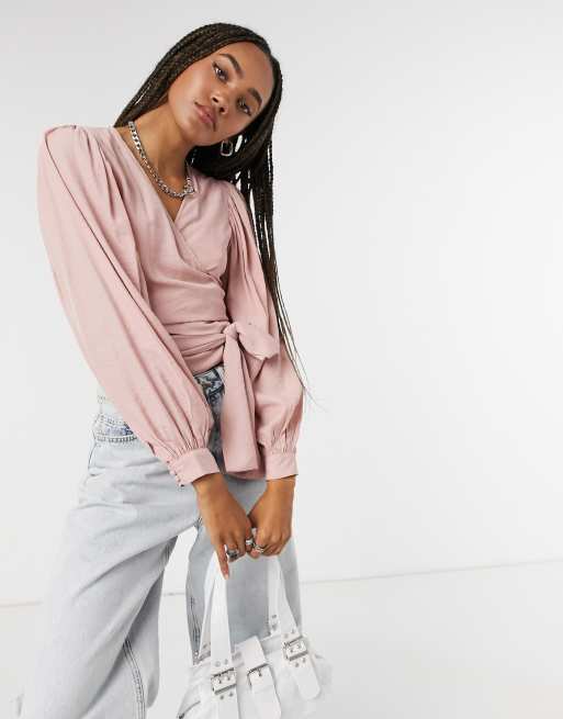 Signature 8 - Top met ballonmouwen in roze