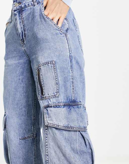 UTILITY POCKET JEANS - Mid-blue