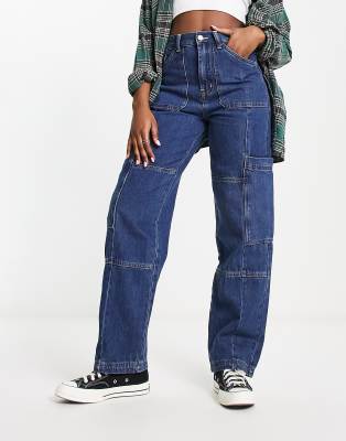 Signature 8 utility wide leg jean in dark wash  - ASOS Price Checker
