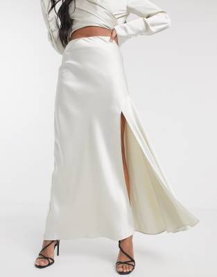 satin maxi skirt with split