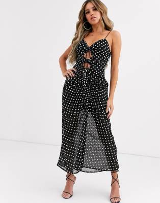 Significant Other neptune daisy print midi slip dress-Black