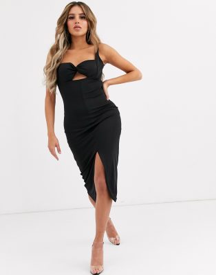 black bustier midi dress