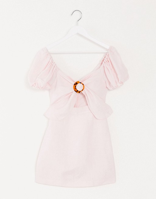 Significant Other Solace puff sleeve mini dress in flamingo