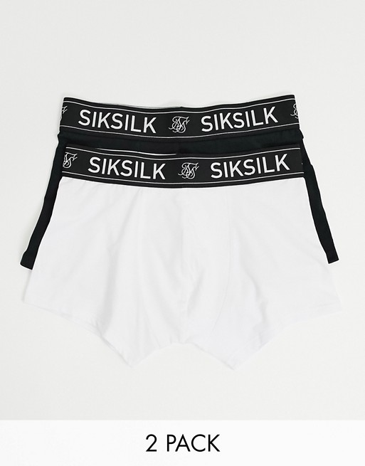 SikSilk 2 pack boxer shorts in black and white