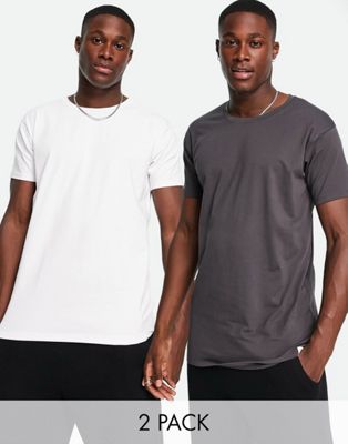 SikSilk 2 pack lounge t-shirts in white & grey