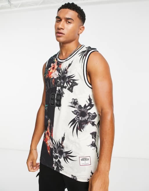 Siksilk basketball singlet in spliced floral (part of a set)