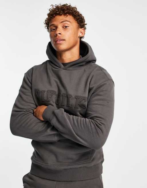 SikSilk – Bluza z kapturem oversize w kolorze spranej czerni, część zestawu