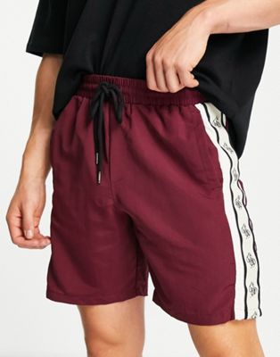 SikSilk cali taping shorts in burgundy