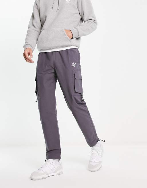 Siksilk cargo trousers in slate grey