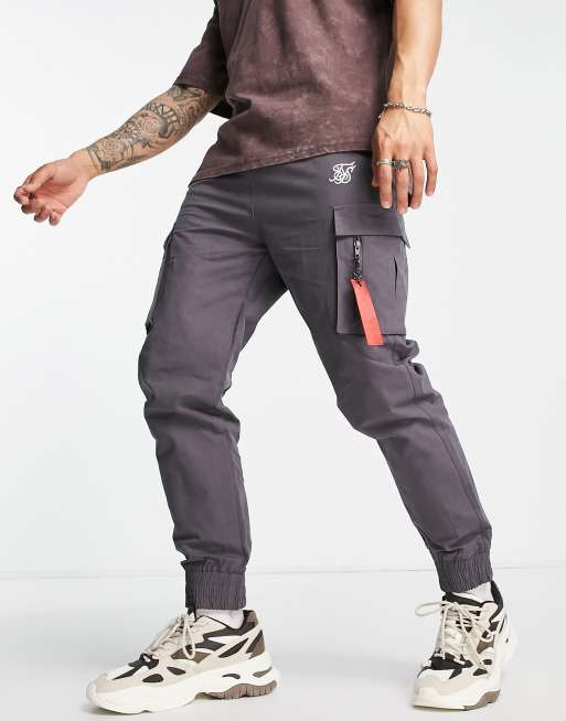 SikSilk - Cargobroek met trekkoord in donkergrijs