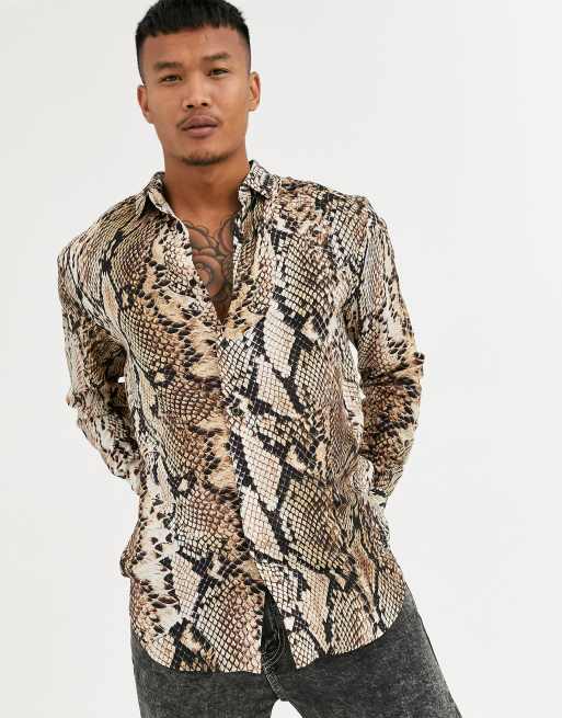 SikSilk Chemise manches longues avec imprim peau de serpent