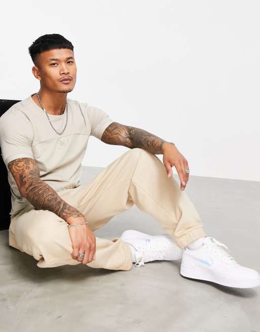 Siksilk cut & sew t-shirt in beige, 4 of 4