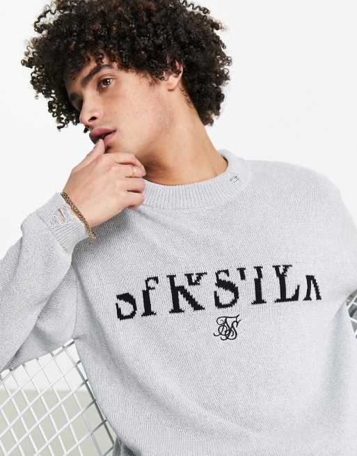 SikSilk - Division - Maglione lavorato con logo, colore grigio