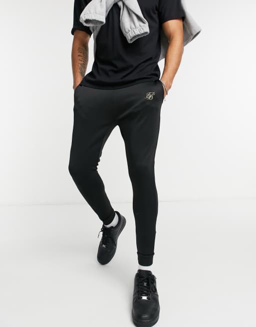 Black basic cuffed hem jogger hot sale