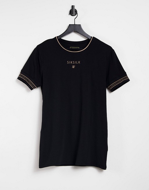 SikSilk element muscle fit gym t-shirt in black