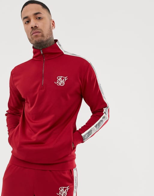 SikSilk tracksuit in red with side stripe ASOS