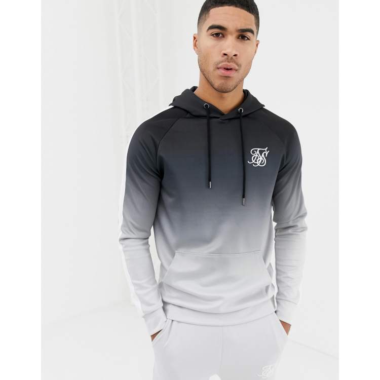 SikSilk hoodie in black and gray fade