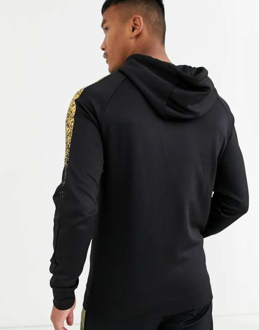 SikSilk hoodie with faded gold print in black