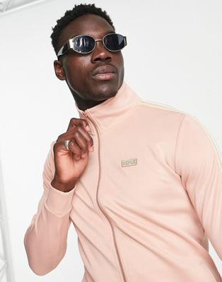 Siksilk infinite track jacket in pale pink with side stripe
