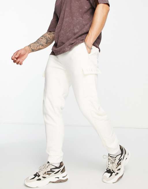 SikSilk - Joggers in polar fleece bianco sporco