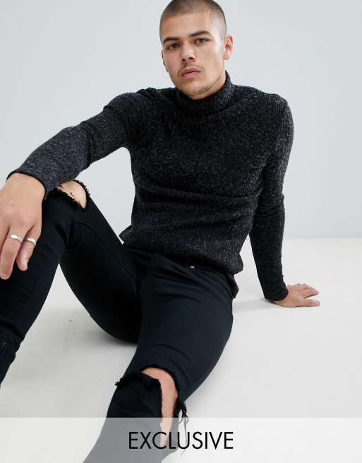 roll neck black sweater