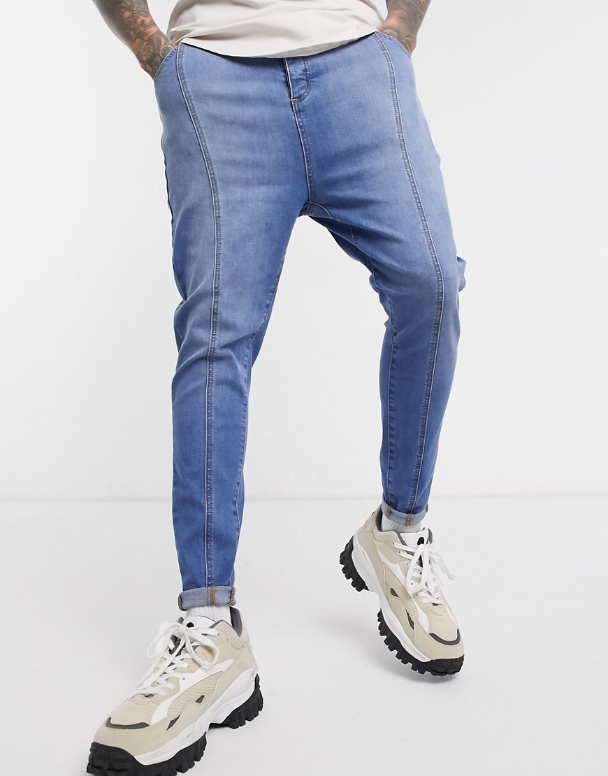 SikSilk – Ljusblå skinny jeans med synlig söm framtill