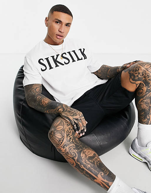 SikSilk logo oversized t-shirt in white