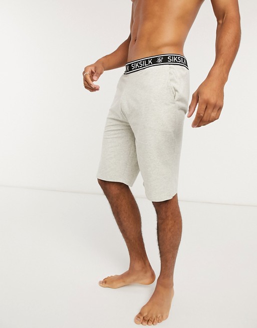 SikSilk loose fit jersey shorts in grey marl