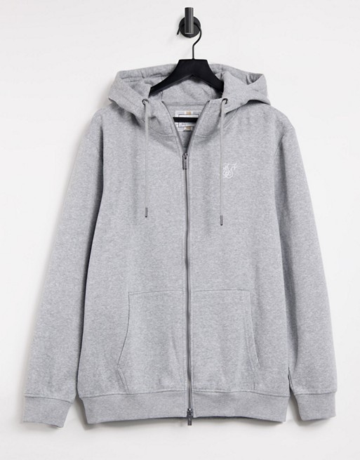 SikSilk mix and match zip thru hoodie in grey