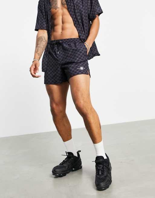 Siksilk monogram swim shorts in navy