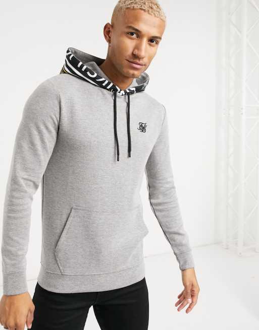 SikSilk muscle fit hoodie in gray with logo detail hood | ASOS