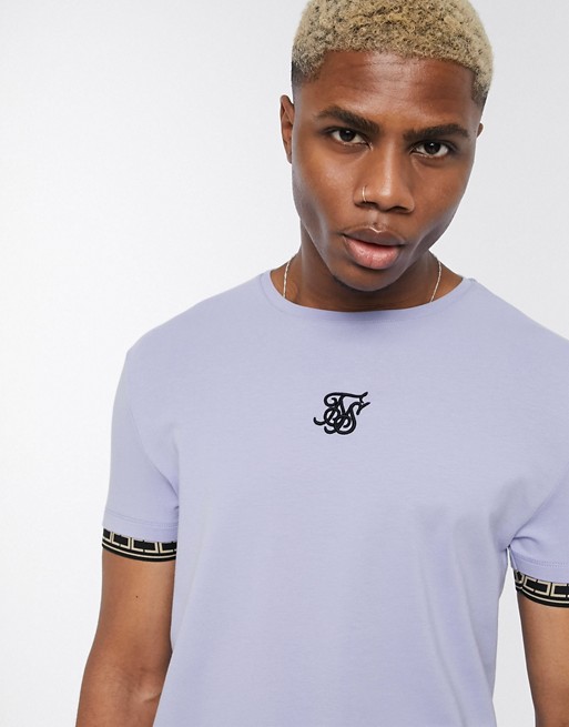 SikSilk muscle fit t-shirt with tape sleeves in light purple
