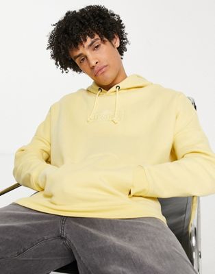 Siksilk oversized hoodie in washed yellow with logo badge